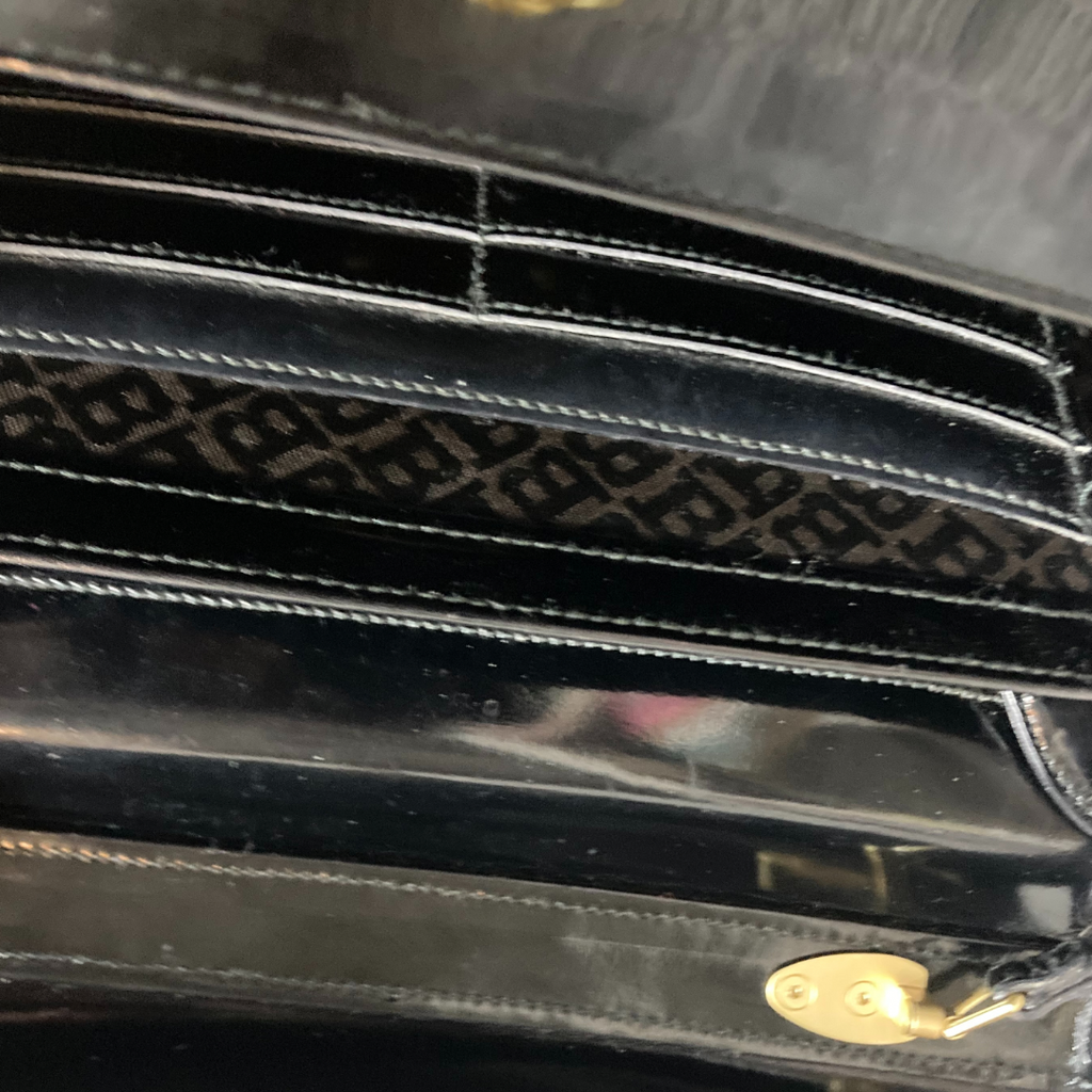 Bally Black Leather Clutch Portfolio Lock & Key