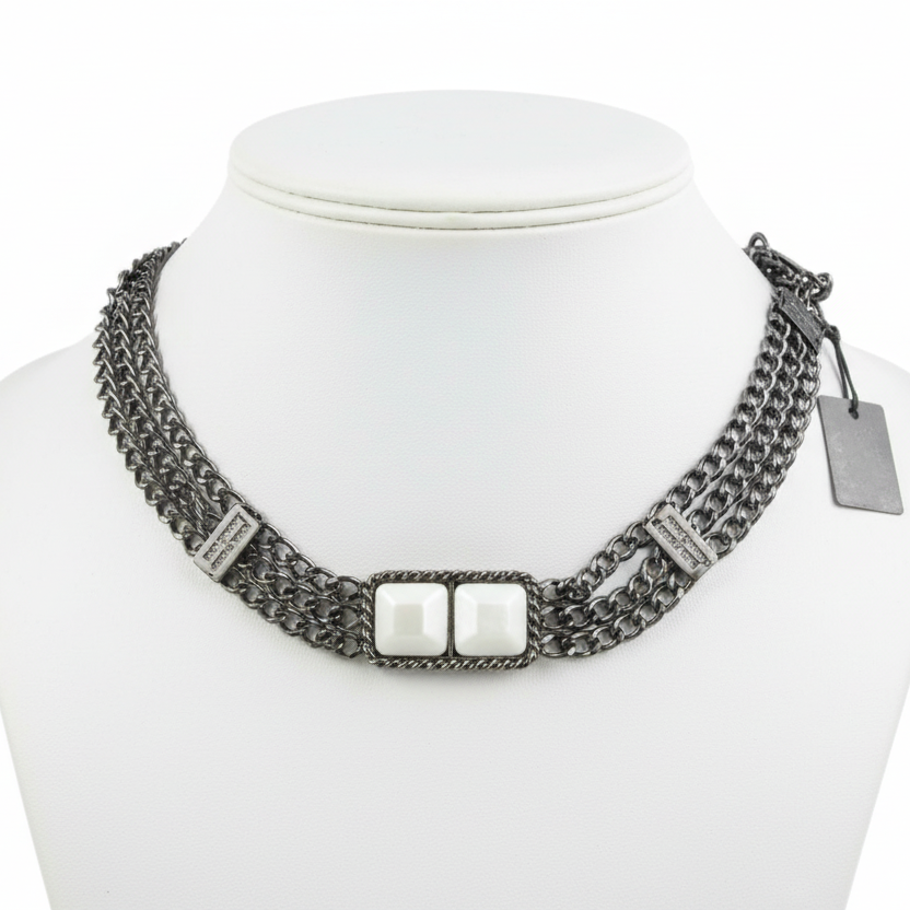 Vita Fede Three Chain Strand Gunmettal Choker