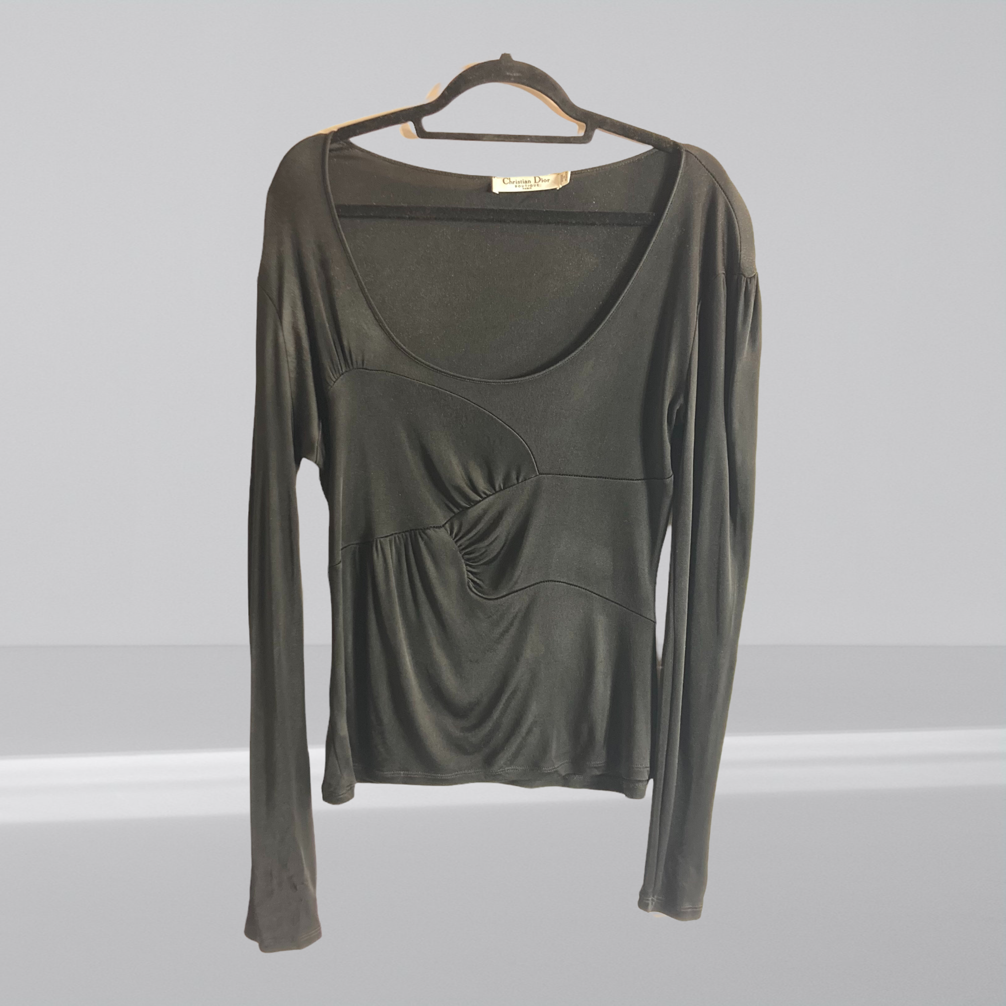 90s Christian Dior Black Jersey Knit Top