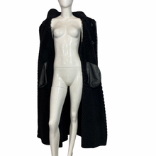 Load image into Gallery viewer, Vintage Black Pleated  Maxi Leather Coat Size L
