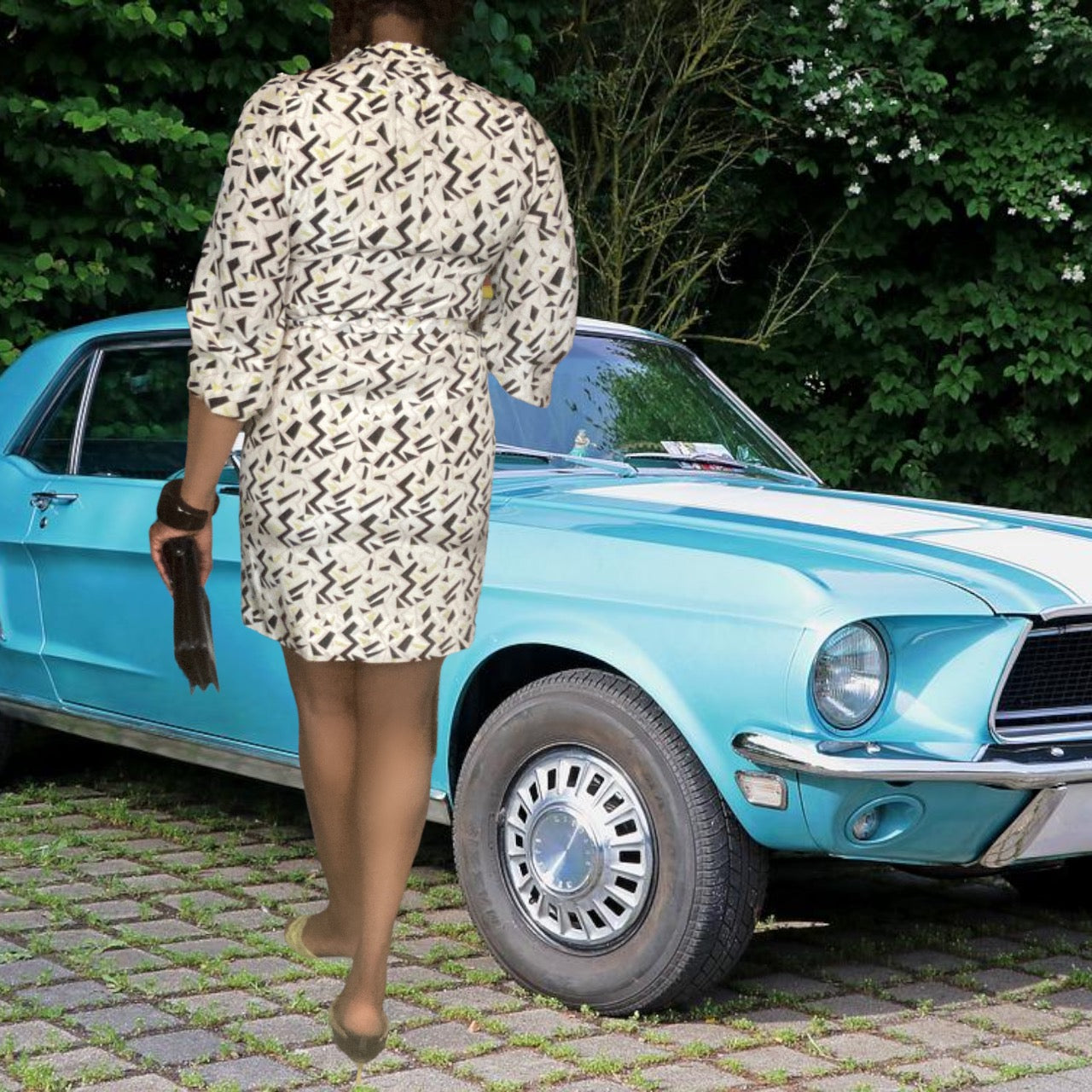 Diane von Furstenberg Zig Zag Print Belted Dress size M