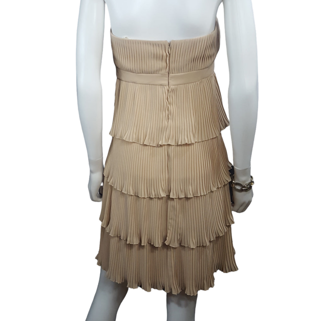 Anna Sui Strapless  Layered Crinkle Pleats Cocktail Dress size 8