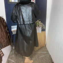 Load image into Gallery viewer, Vintage Black Pleated  Maxi Leather Coat Size L
