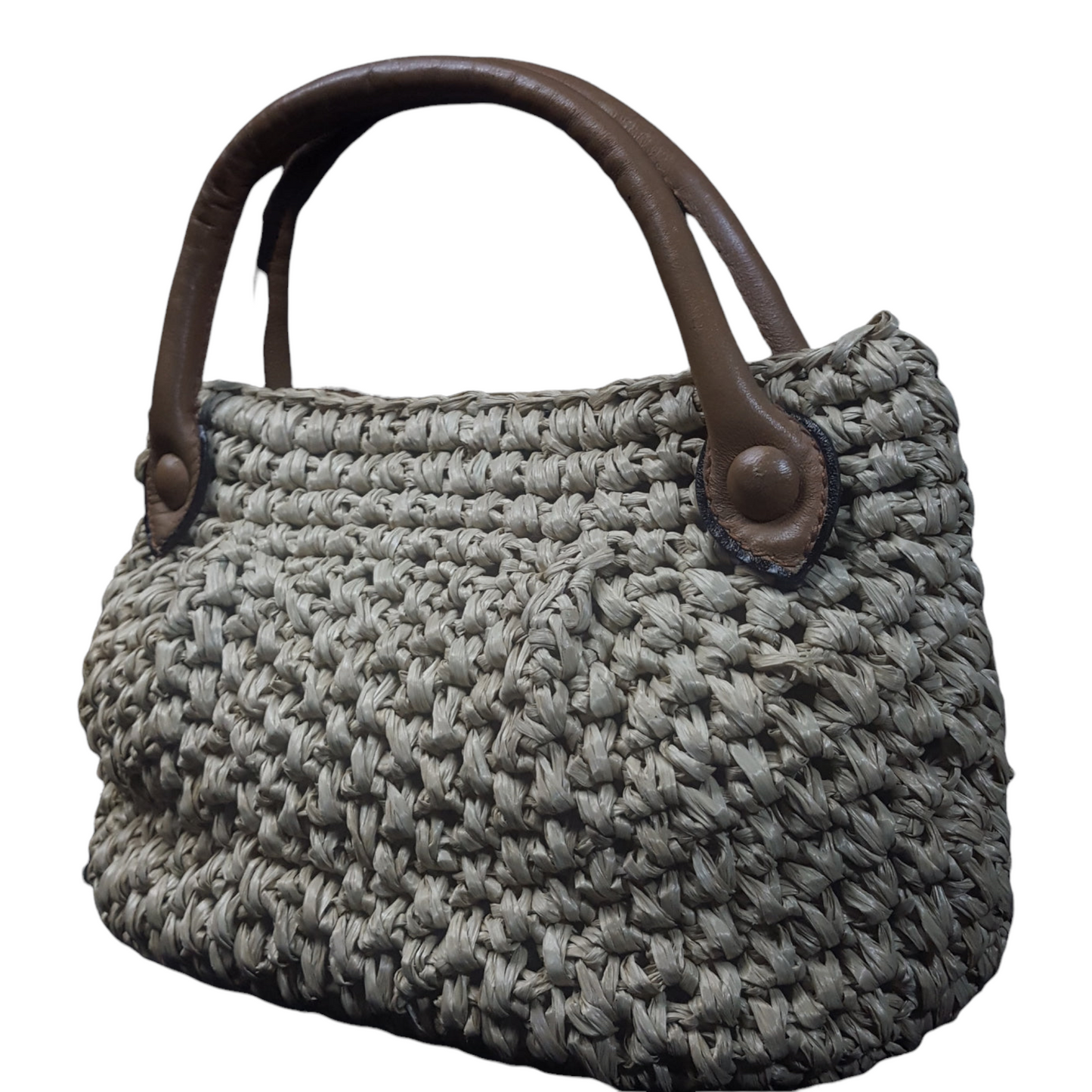 Koret Raffia Straw and Leather Trim Top Handle Bag