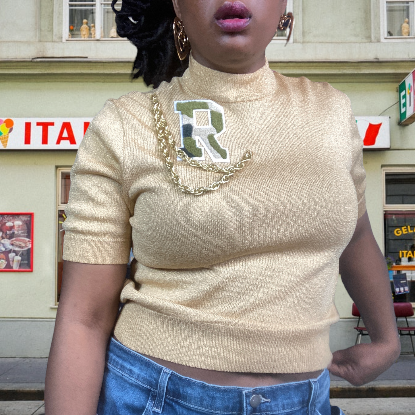Vintage Reimagined Gold Lurex Knit Sweater