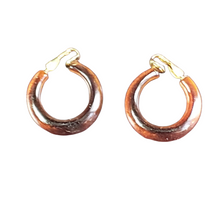 Load image into Gallery viewer, 1950s Amber Clip-on Bakelite Hoop Earrings
