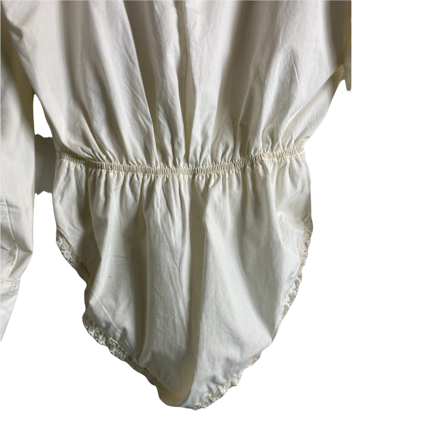 Vintage Donna Karan White Cotton Shirt Bodysuit — Tailored Blouse | 90s Minimalist Designer  Size 10