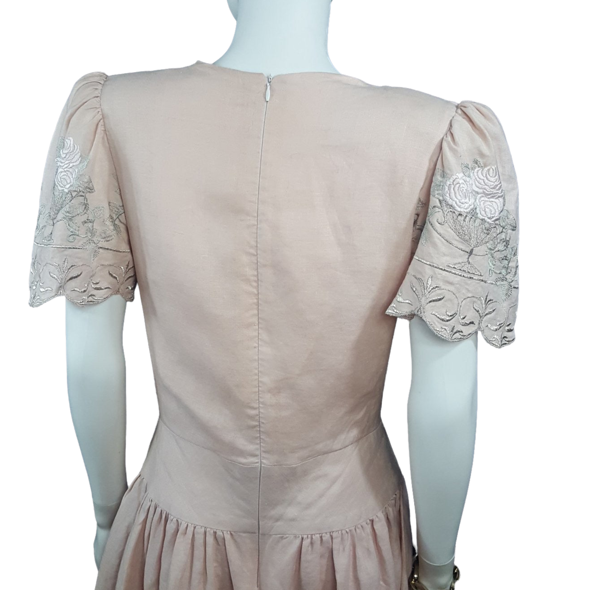 En Soir Linen Embroidered Dress Size L