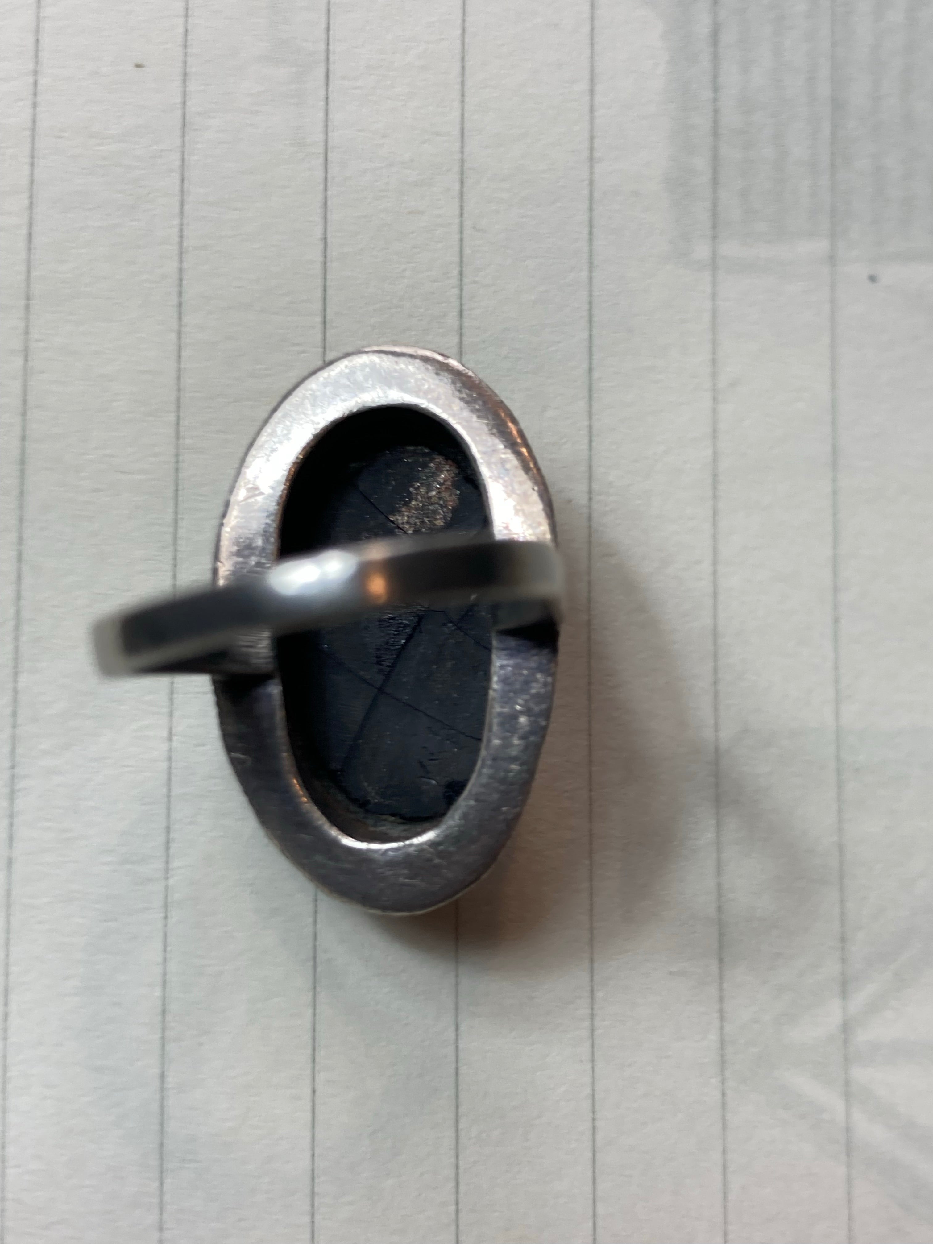 Antique Victorian Mourning Sterling Black Onyx Marcasite Ring