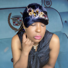 Load image into Gallery viewer, Vintage Navy Blue Jeweled Cloche Hat
