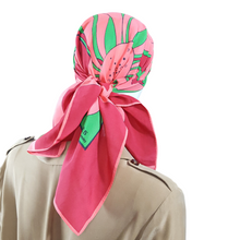 Load image into Gallery viewer, Gres Windowpane Flower  Silk Scarf
