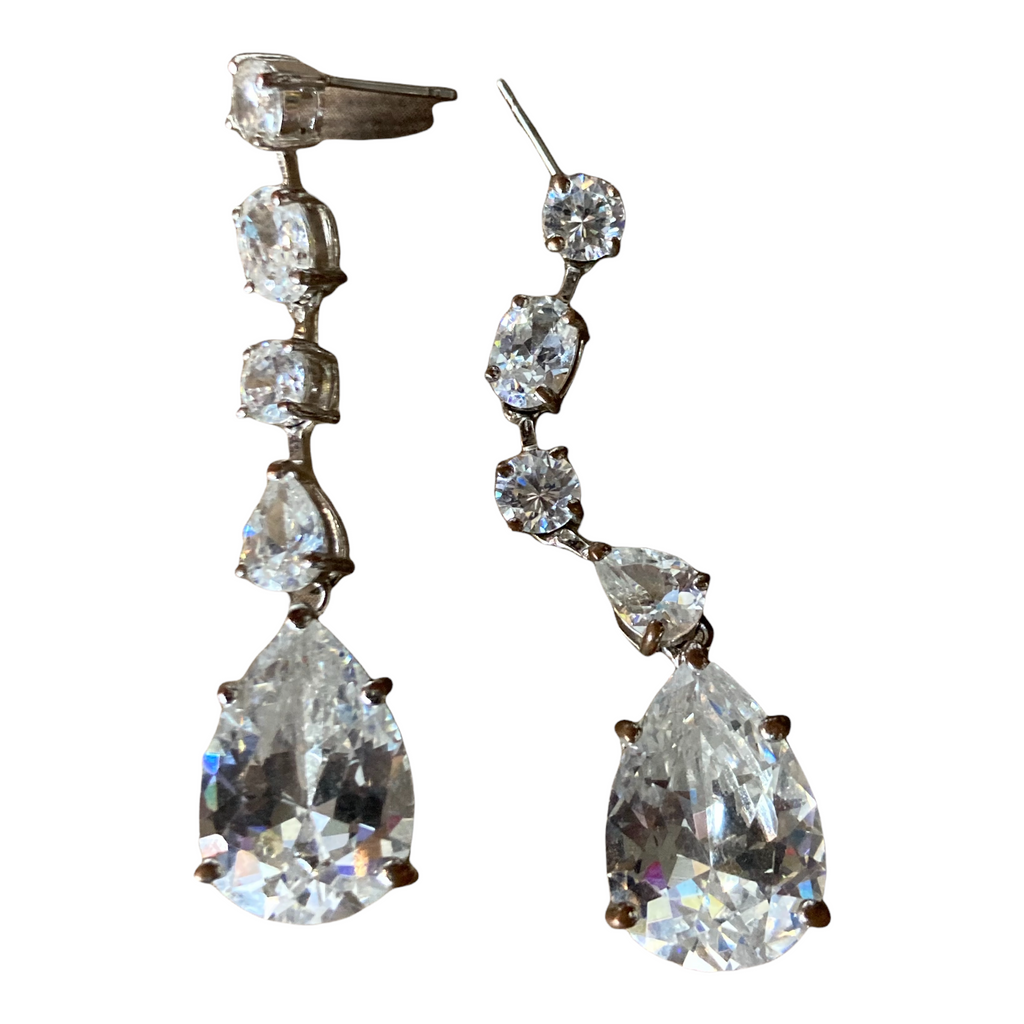 Vintage Crystal Single Drop Earrings