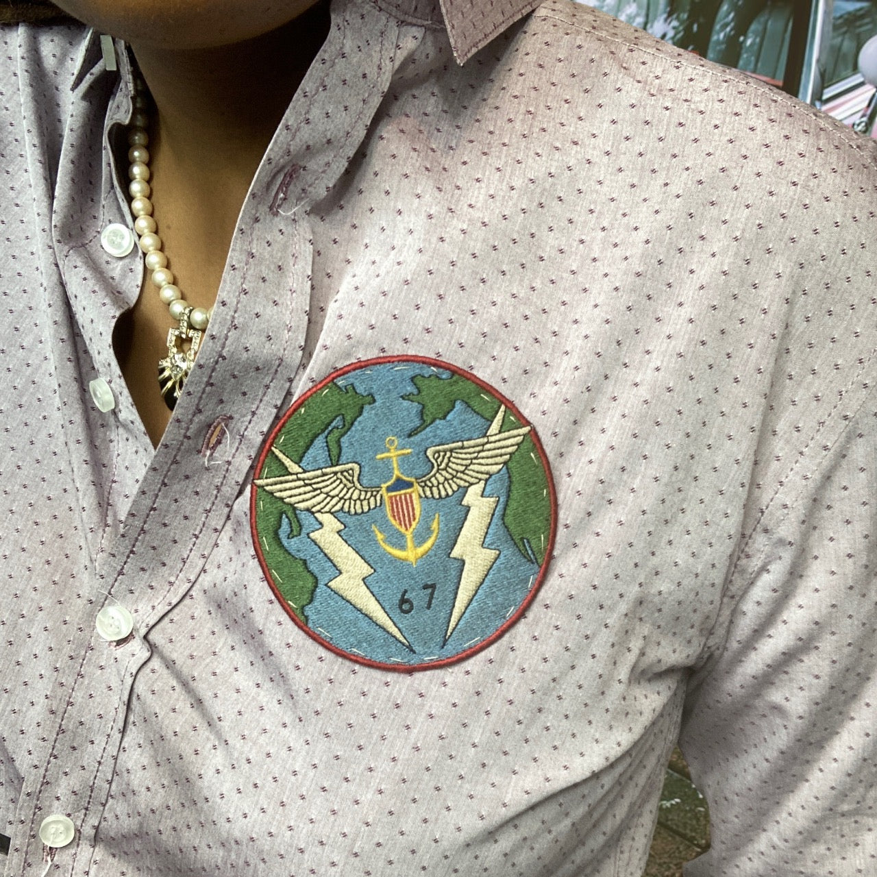 ZAK ❌ Ralph Lauren Custom Jacquard Mens Button Up Shirt Size M