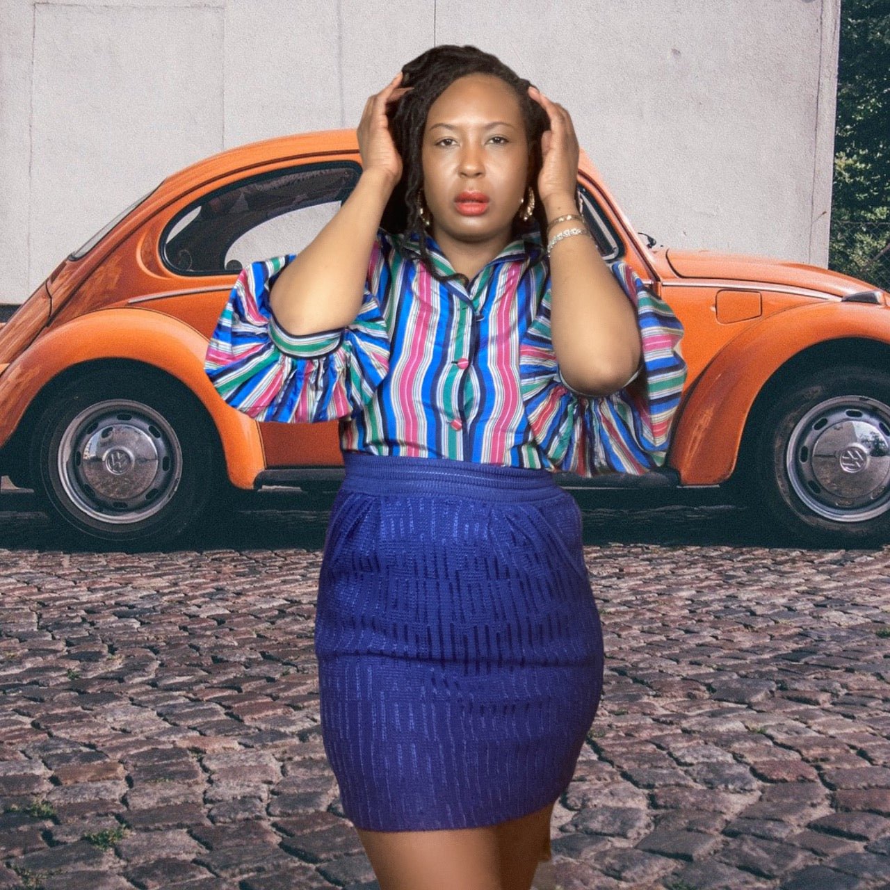 Vintage 50s Tafetta Striped Blouse sz. Small