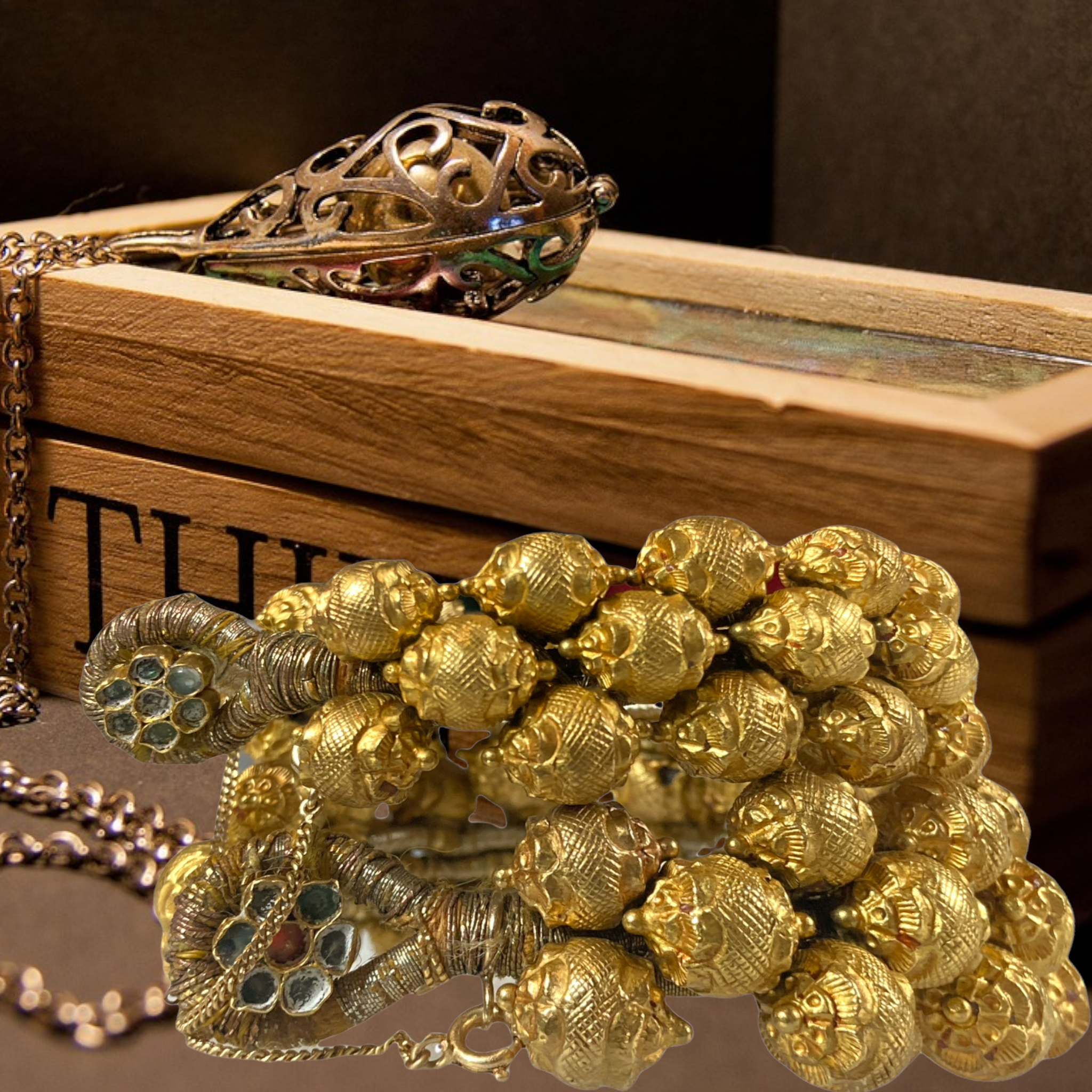 Vintage Indian Etruscan Bead Bracelet