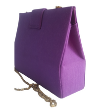 Load image into Gallery viewer, Vintage Purple Fabric Mini Clutch With Gold Chain
