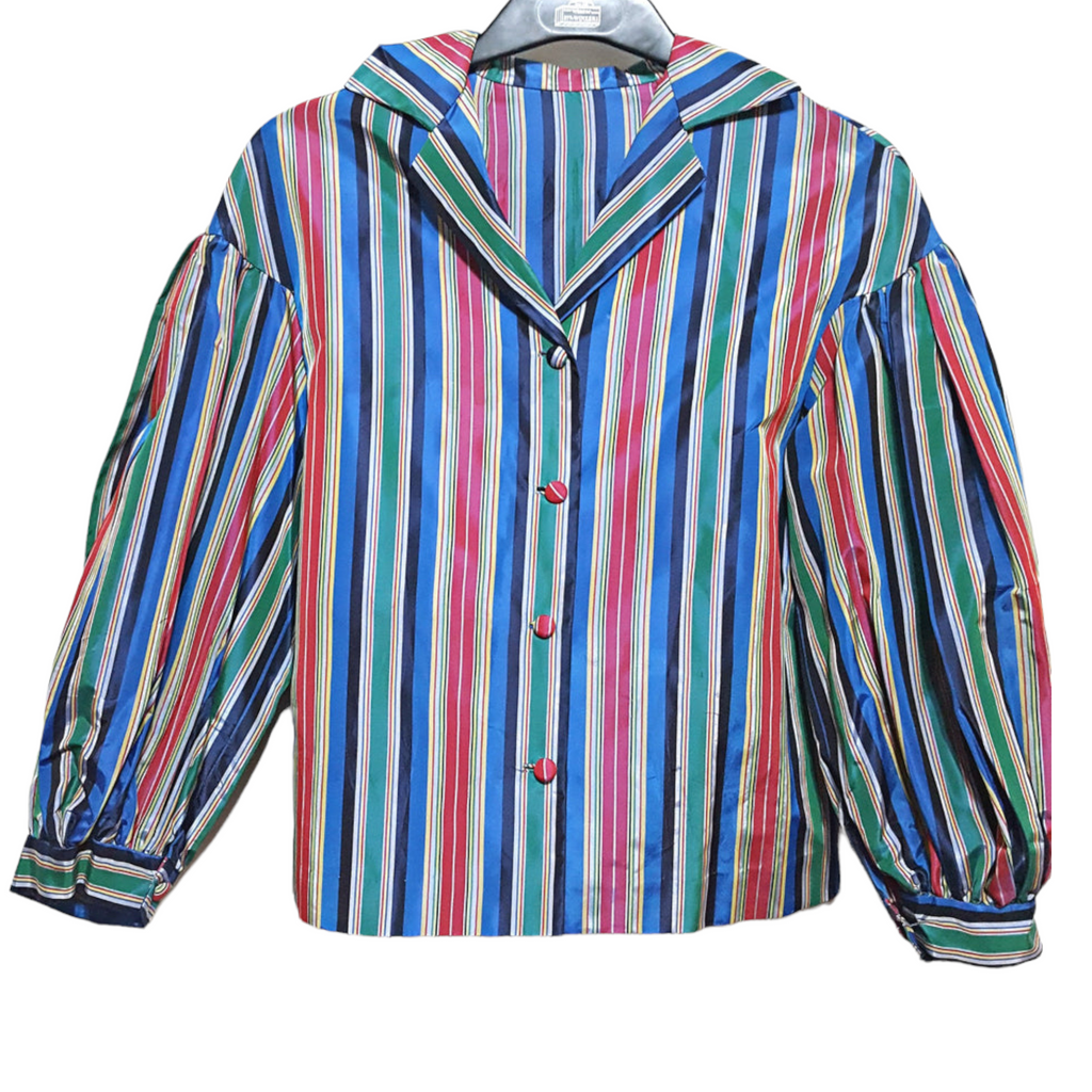 Vintage 50s Tafetta Striped Blouse sz. Small