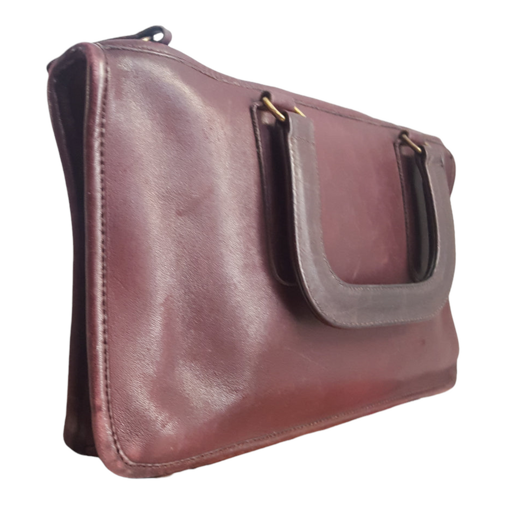 Vintage 1974 Coach Bonnie Cashin The Slim Satchel Leather Bag Eggplant