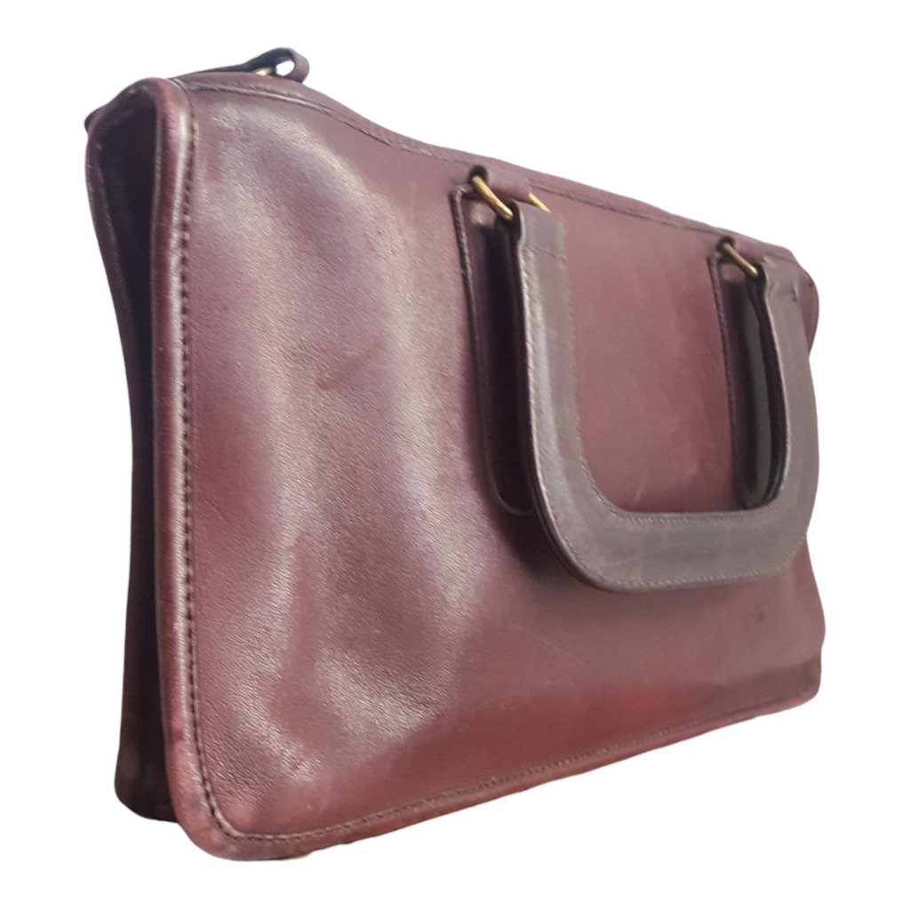 Vintage 1974 Coach Bonnie Cashin The Slim Satchel Leather Bag Eggplant