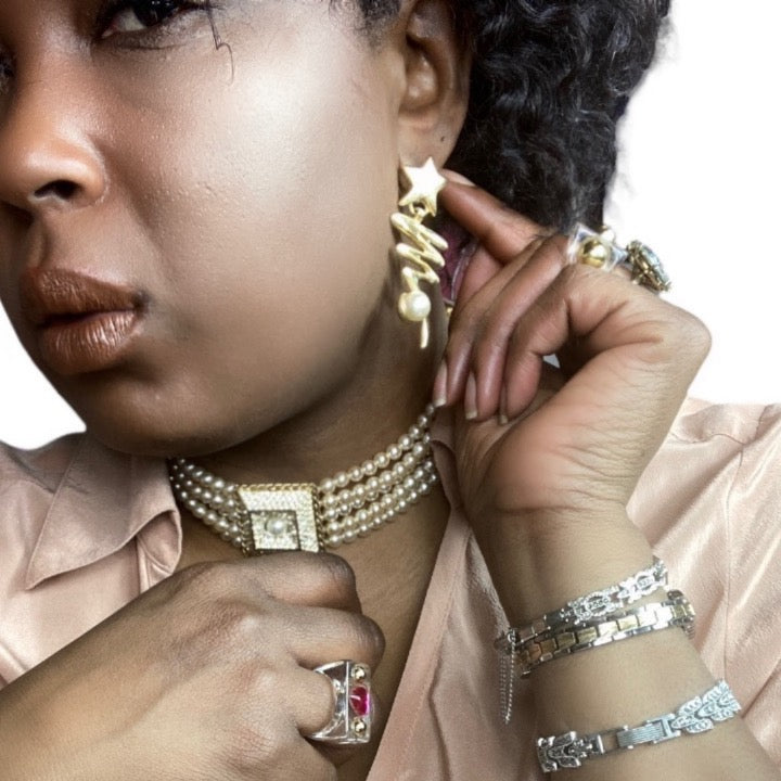 Vintage Sphinx Pearl Choker Necklace