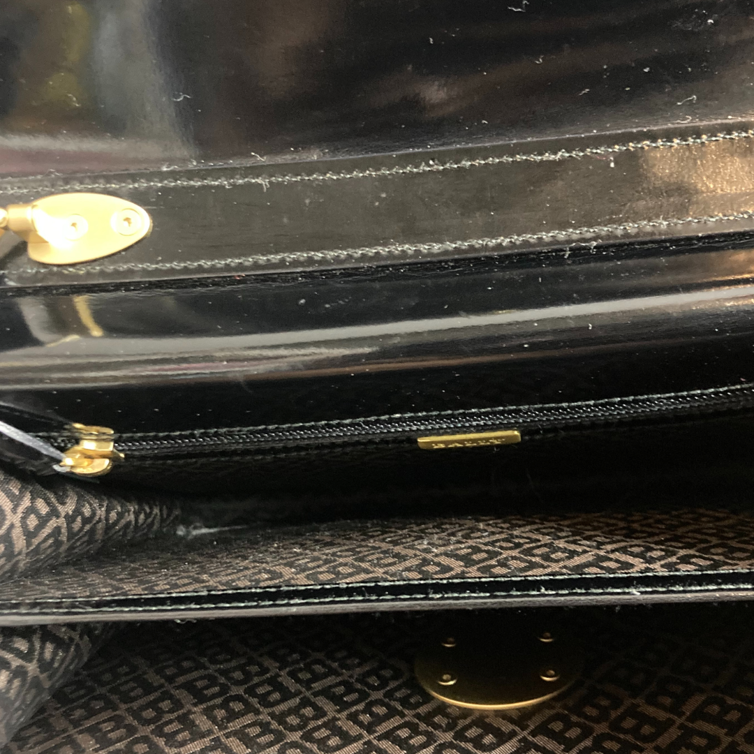 Bally Black Leather Clutch Portfolio Lock & Key