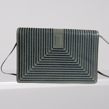 Load image into Gallery viewer, 80s Grey Leather Shoulder Bag With Satin Stich Geometric Flap - Jay Herbert New York