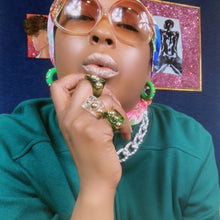 Load image into Gallery viewer, Image Gang_Emerald_Cythina_Ring_Earrings_Lucille Golden _Vintage_Black Owned
