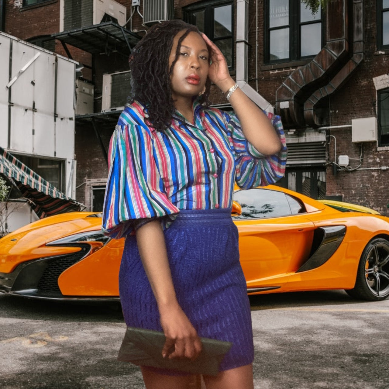 Vintage 50s Tafetta Striped Blouse sz. Small