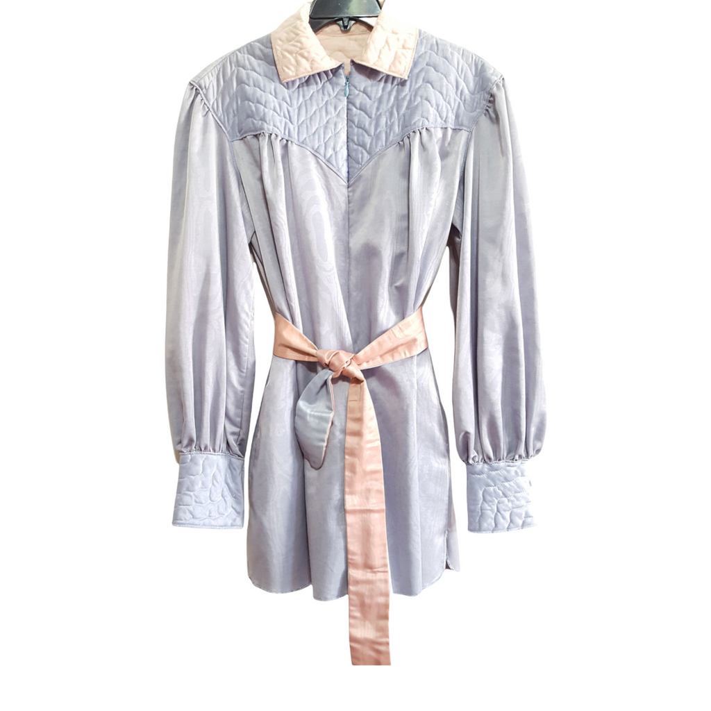 Pajama Dress House Shirt Silky Moire Dress Blouse sz. L