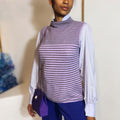 Louis Feraud Metallic Stripe Cashmere Shell Size 12
