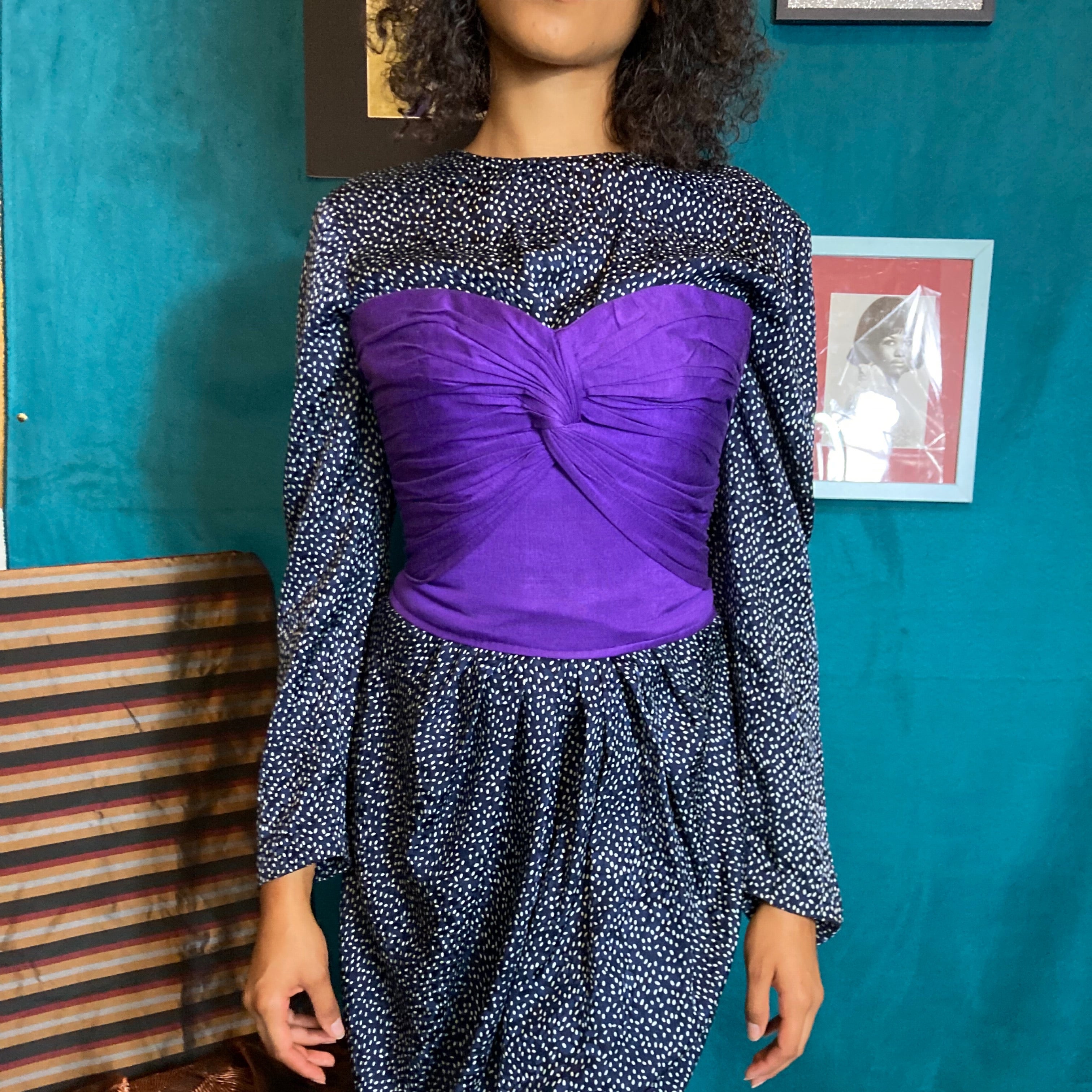 Gillian Studio Vintage Silk Jacquard  Dress Speckled Polka Dot sz.10