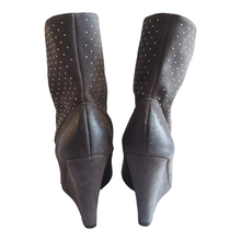 Load image into Gallery viewer, Rebecca Minkoff Studded Wedge Suede Booties size 7
