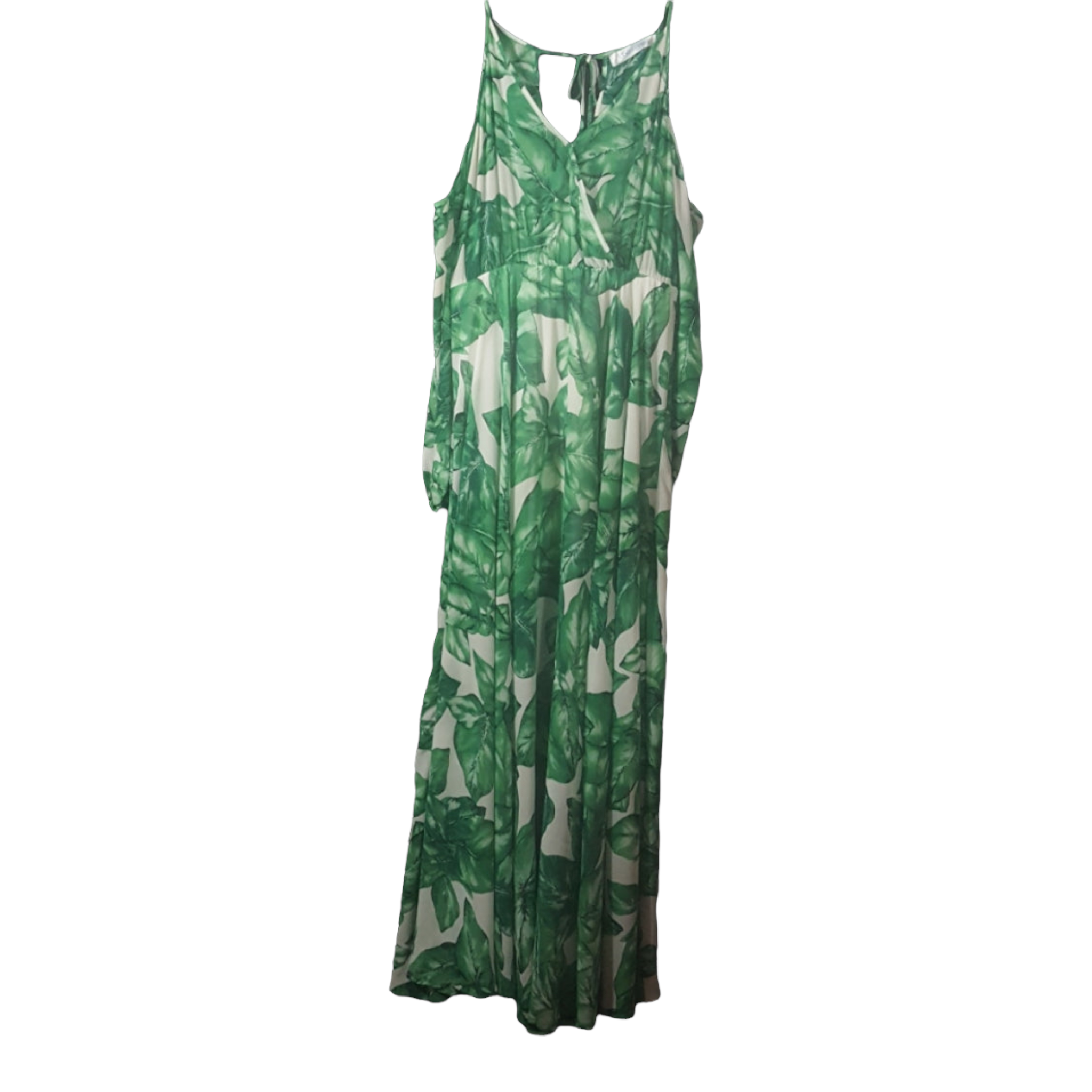 Cindi Bindi Leaf Print Cold Shoulder Maxi Dress size L