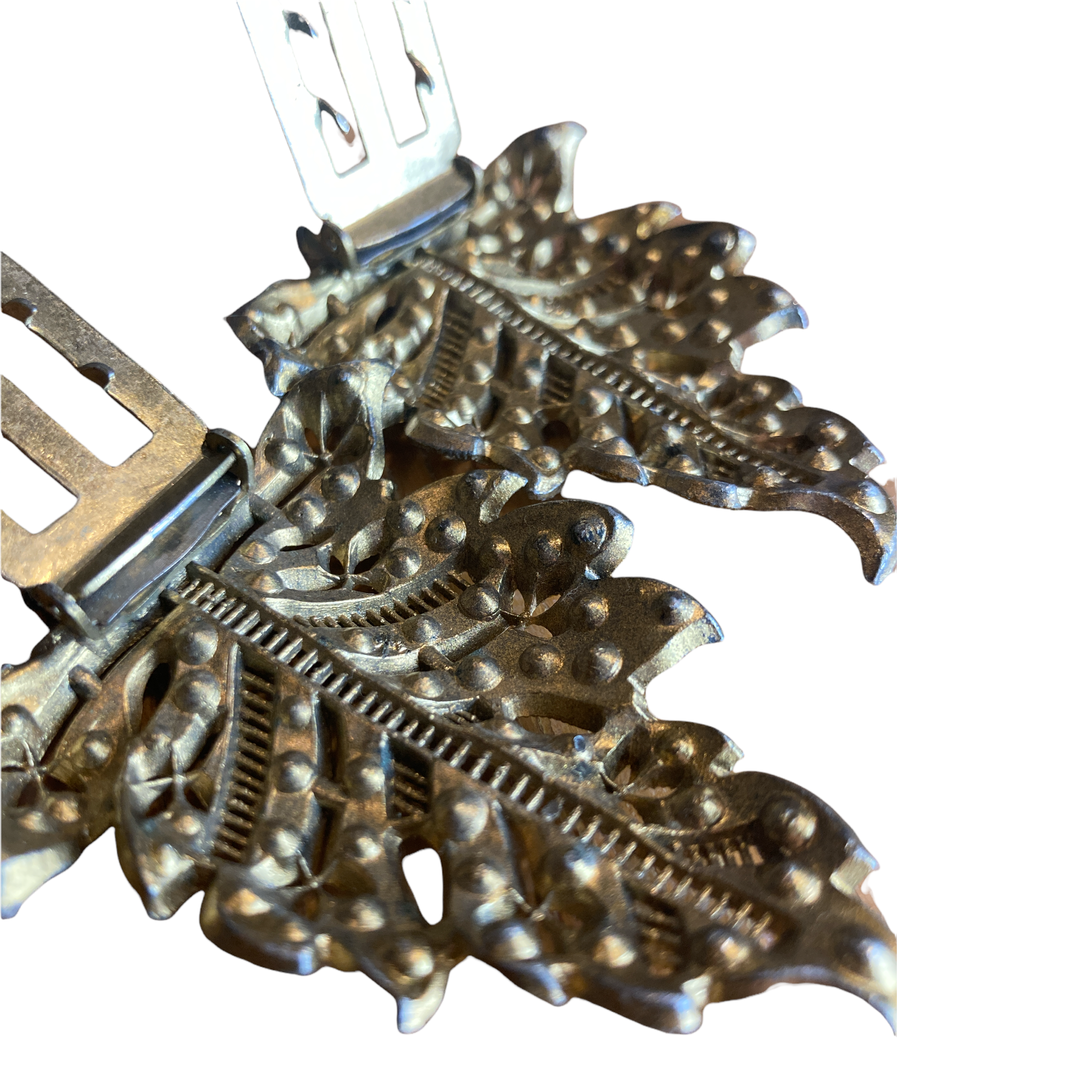 Antique Gold Clear Rhinestone Vintage Dress/Fur  Clip