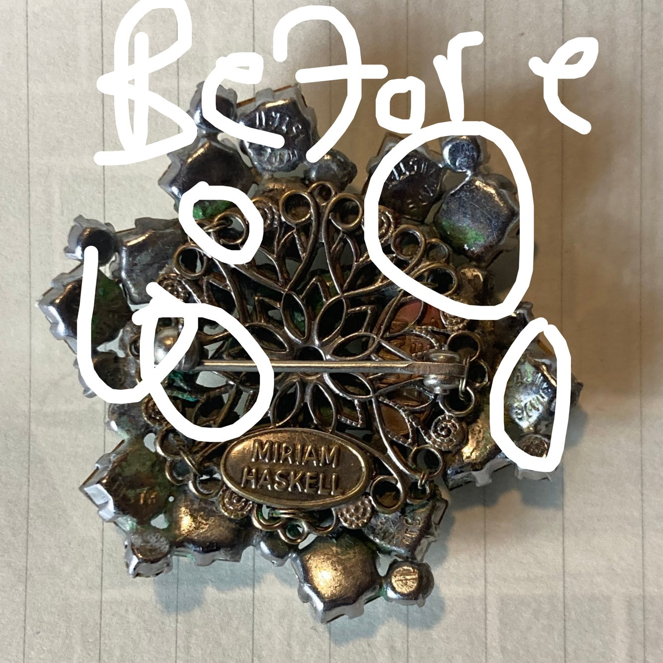 Miriam Haskell Clear Rhinestone Broach